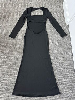 AnotherChill Maternity Photoshoot Black Long Sleeve Cutout Maxi Dress